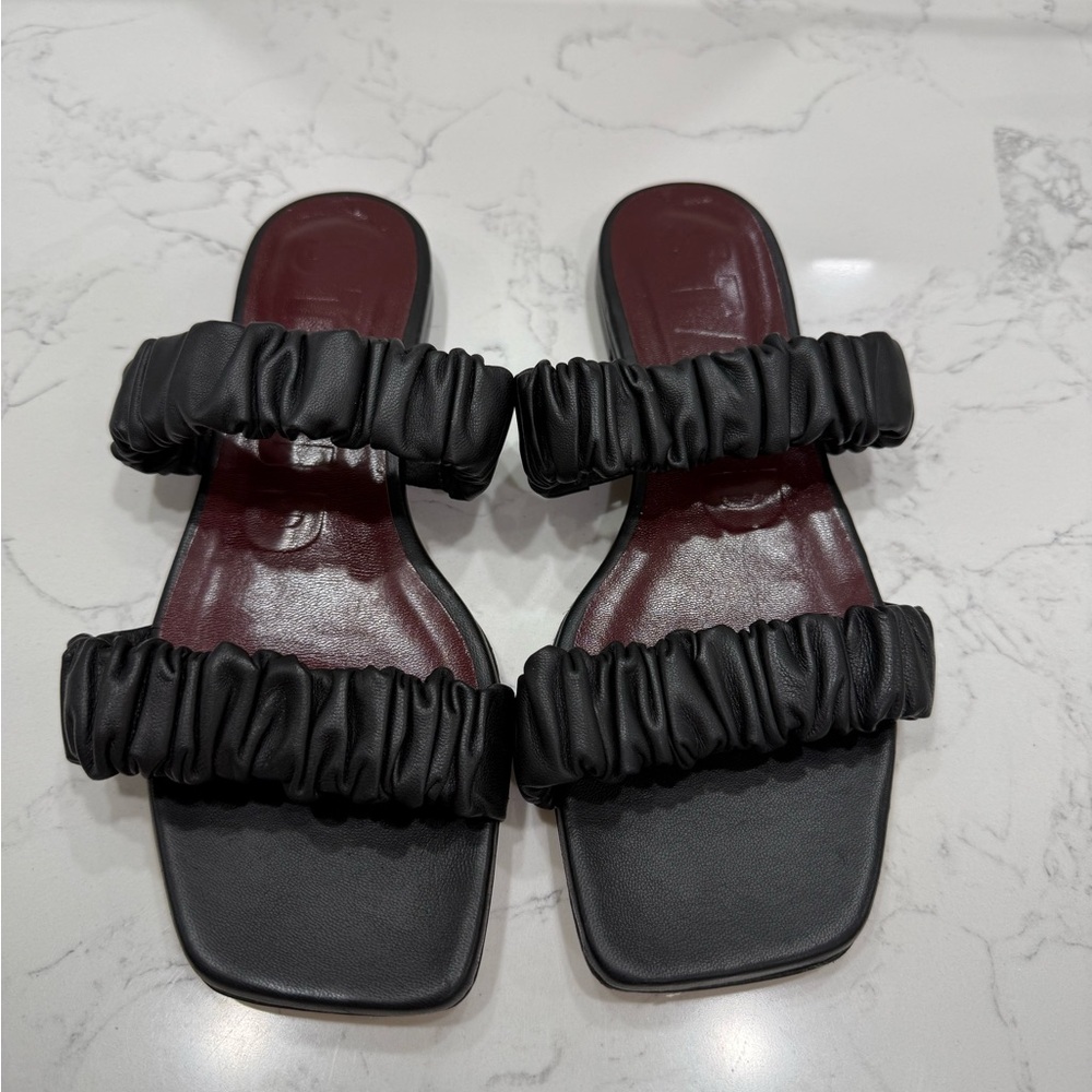 Staud Ruched black slides